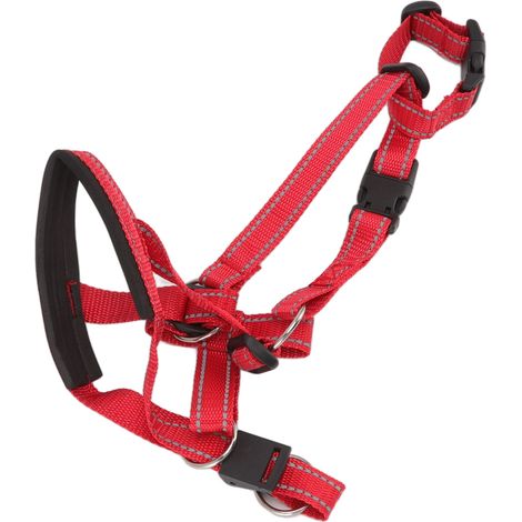 Collier de tête respirant pour chien, harnais couvrant la gueule avec sangle ajustable, rouge XL, idéal pour l'extérieur. (1/5)