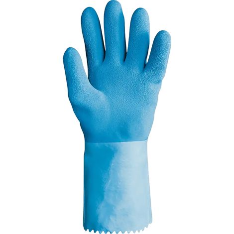 SIR SAFETY SYSTEM CAMATEX Gants de protection chimique en latex bleu Taille 7 Lot de 12 paires