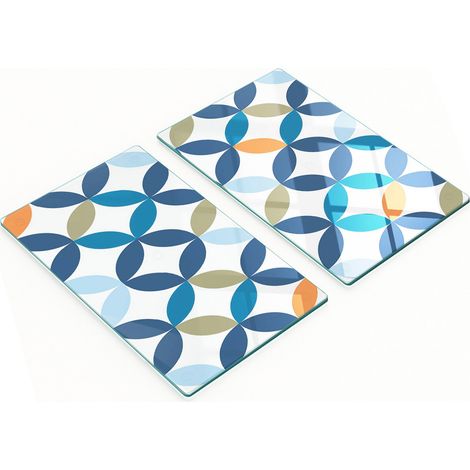 Juego de dos tablas de cocina de cristal con formas geométricas de 2x30x52 cm. (1/5)