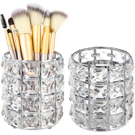 Porte-pinceaux de maquillage en cristal, boîte de rangement pour maquillage, coffret en verre pour maquillage, porte-pinceaux, seau de rangement pour cosmétiques, pot à outils, maquilleuse (1/5)