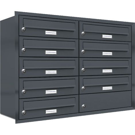 9er Briefkasten Anlage Unterputz Montage RAL 7016 Anthrazit (1/5)