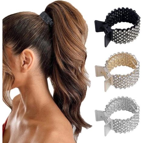 Pinces à cheveux en strass en forme de requin pour queues de cheval hautes pour femmes (lot de 3) (1/5)