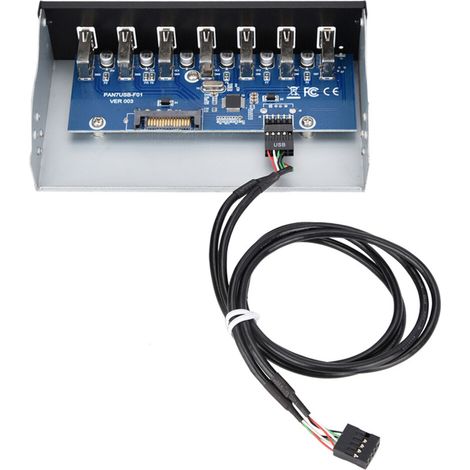 Hub USB 3.0 frontale, 7 porte, compatibile con la ricarica rapida, retrocompatibile con USB 2.0 e 1.1, trasferimento dati ad alta velocità, adatto come accessorio per case di computer PC. (1/4)