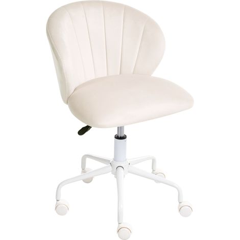 Silla de oficina moderna de terciopelo giratoria altura ajustable blanco crema Cheerful (1/5)