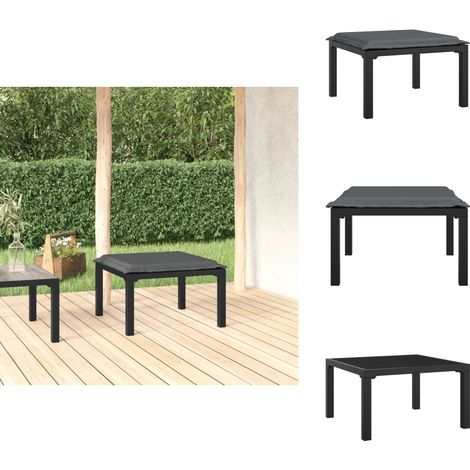 Repose-pied de jardin avec coussin noir et gris résine tressée - Chaise De Jardin - Mobilier De Jardin - Chaise Extérieure - Relax - Pouf Extérieur (1/5)