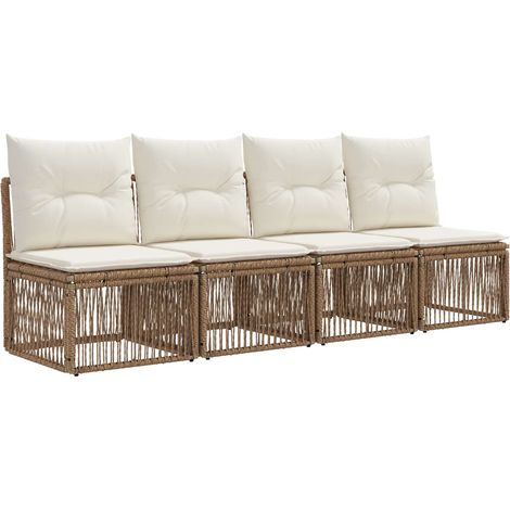 Sofá de 4 plazas 4 pcs 4-Número de plazas Beige ratán sintético (1/5)