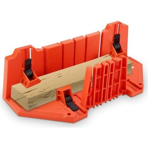 Boîte à onglets en plastique ABS 35.5 x 11 x 15 cm – Design antidérapant pour coupes précises à 0°. 22.5°. 45° et 90° – 4 accessoires biseautés