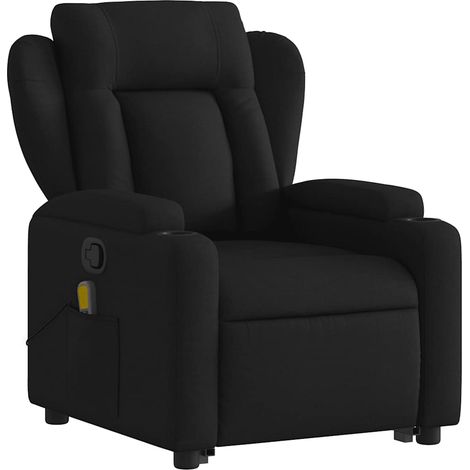 Poltrona relax TV funzione massaggio reclinabile sollevamento elettrico in tessuto nero DEC027064