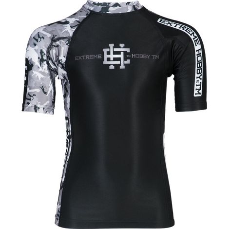 Kurzarm-Rashguard für Kinder, Kampfspiel 128, schwarz