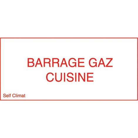 Panneau réglementaire Barrage gaz cuisine en PVC épaisseur 2 mm - CODITHERM DISTRIBUTION