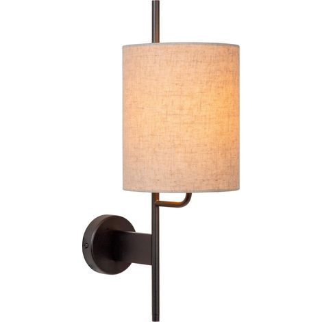 Applique murale metal noir abat jour lin - e27 - lucide - magic