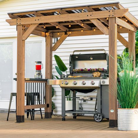 Backyard Discovery Saxony 100% Cedar Wood BBQ/Grill Gazebo (1/5)