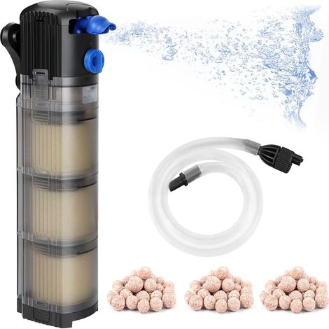 Filtre Intérieur Aquarium Réglable 3 en 1 Pompe Aquarium pour 100-300l Aquarium d'eau Douce ou d'eau Salée 1500L/H 25W (1/5)