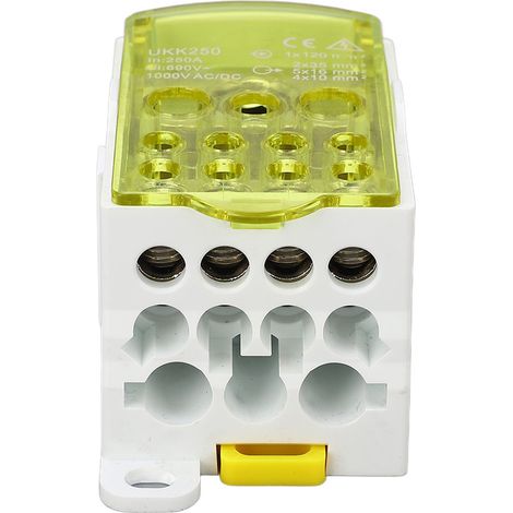 Boîte de jonction jaune 250A 690V pour rail DIN, connexion électrique monopolaire sécurisée (1/5)