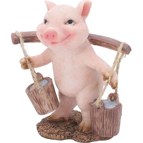 Ornement animal portant un cochon d'eau, style champêtre, en résine, design mignon, décoration intérieure (1/5)