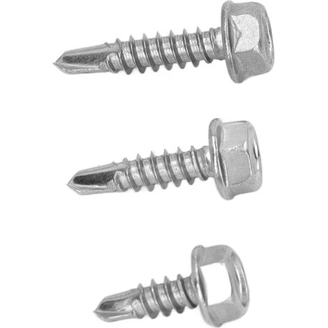150-teiliges Sortiment an selbstschneidenden Schrauben aus Edelstahl 304 mit Flachkopf, Sechskant und Unterlegscheibe (1/5)