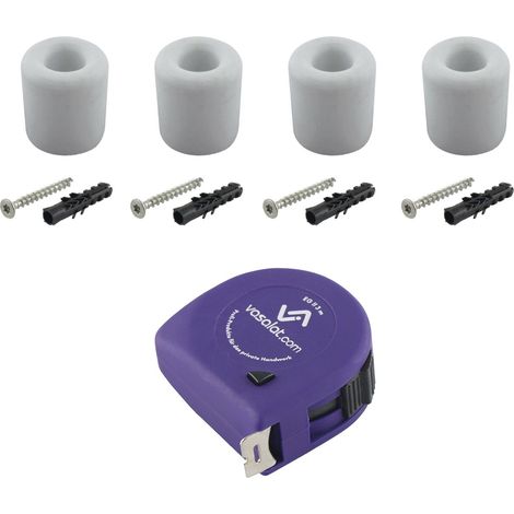 vasalat Gummistopper Boden & Wand 2in1 zum Schrauben ø 30mm, Höhe 30mm - Türstopper + Montagezubehör, Gummi hell - 4 Stück (1/5)