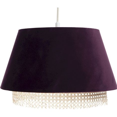 Suspension Extérieur en tissu velours avec rotin naturel, intérieur crème - Mauve, crème (1/5)