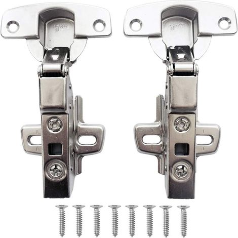 Lot de 2 Charnière Semi-applique 110 Degré Acier Amortisseur Intégré pour Armoire Cuisine Porte 15-24mm (1/5)