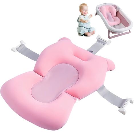 Tappeti bagno per il bambino sedile per vasca da bagno per il bambino e il bambino con le cinture di sicurezza - Cuscino per vasca da bagno per neonati e bambini - Vasca da bagno per il bambino da 0 a (1/5)