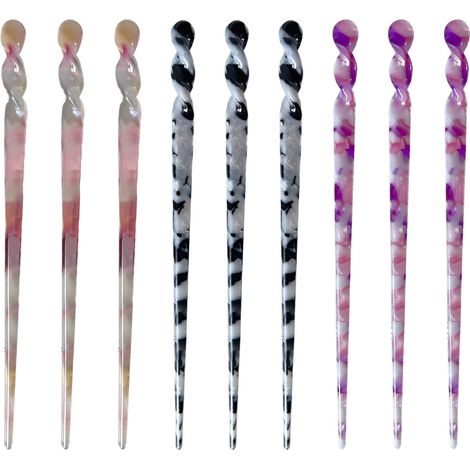 Brosse À Cheveux - Baguette À Cheveux En Acétate - Pour Chignon Et Coiffure Vintage - 9 Pièces (1/5)
