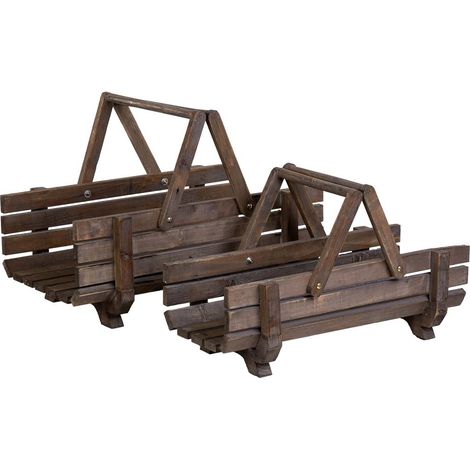 2 cestas de madera con asas abatibles 61.5x38x43h- 59x27x35.5h cm (1/5)