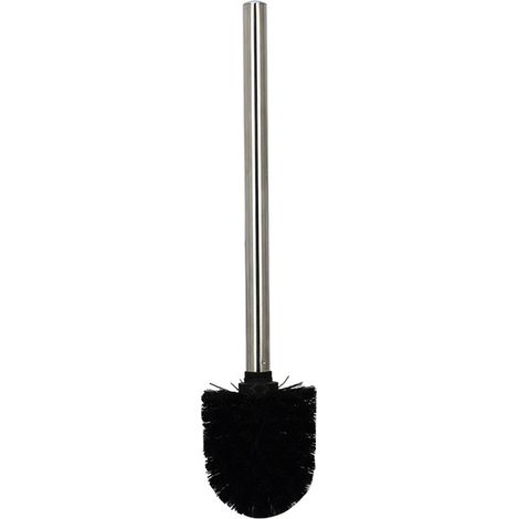 Juego de escobilla de baño clásica de 4 piezas, mango de acero inoxidable, cabezal negro de 9 cm