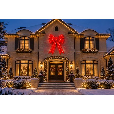 Bonturi Casa Fiocco Rosso Led Natale 210cm 368 LED IP 44 (1/5)