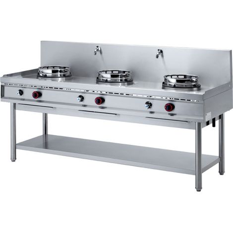 Fourneau wok gaz 3 feux 3 x 13 kw - Diamond