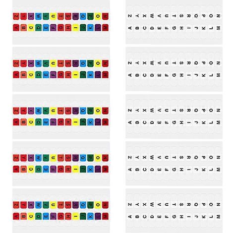 10 feuilles d'onglets alphabet colorés pour bloc-notes, marque-pages, petits onglets adhésifs, guides de classement alphabétiques-16.90X6.80X0.10CM