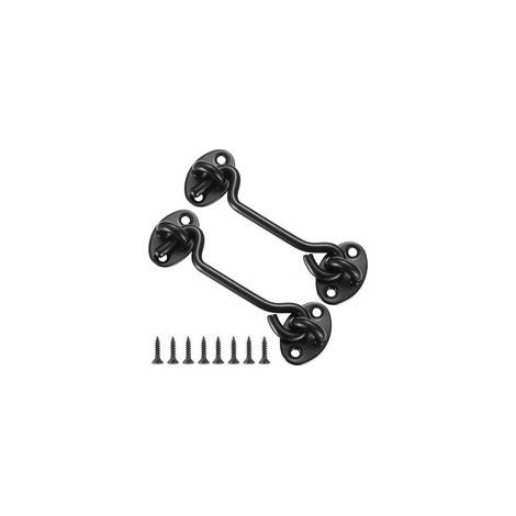 2 Stück Edelstahl-Scheunentürhaken, 10 cm Kabinenösenhaken und Riegel, Türschloss, drehbarer Fensterhaken für Schiebetüren, Schlafzimmer (1/5)