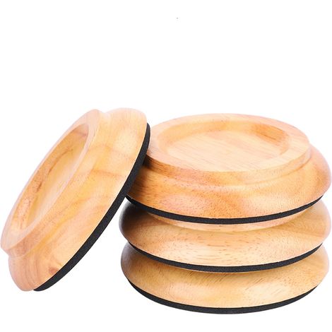Set mit 4 runden Gleitern aus Buchenholz für Klavierfüße, Kappen für Klavierrollen, Zubehör (Holzfarbe) (1/5)
