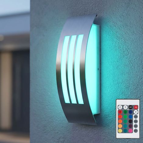 Applique murale d'extérieur dimmable avec télécommande lampe de façade applique argentée lampe de jardin LED lampe de terrasse, changement de couleur RVB, 8,5W 806lm blanc chaud, LxH 10x31,8 cm (1/5)
