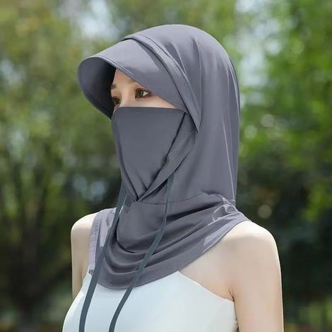 Balaklava estivo, maschera per il viso da sci, unisex, protezione solare UV, cappuccio traspirante, copertura completa della testa, ideale per attività all'aperto, pesca, ciclismo - Grigio scuro