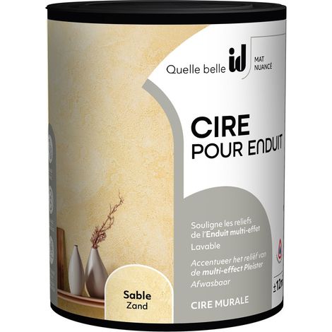 Cire murale sable 1L – Finition mate – Lavable – Application facile pour murs – Couleurs miscibles – Id Paris
