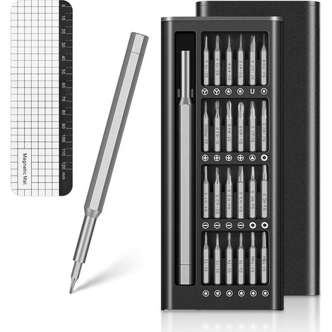 25 en 1 Kit De Tournevis de PréCision, Mini Set Outils Portables Avec Torx T5, Tournevi Triangle, Pour Laptop, Lunettes, Montres, Bike (1/5)