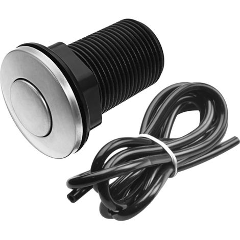 Bouton pneumatique, 32mm, inox, noir (1/5)