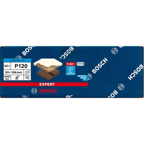 Expert M480 Grille de meulage pour ponceuse orbitale G 120 de 93 x 186 mm 50 pièces BOSCH 2608900754