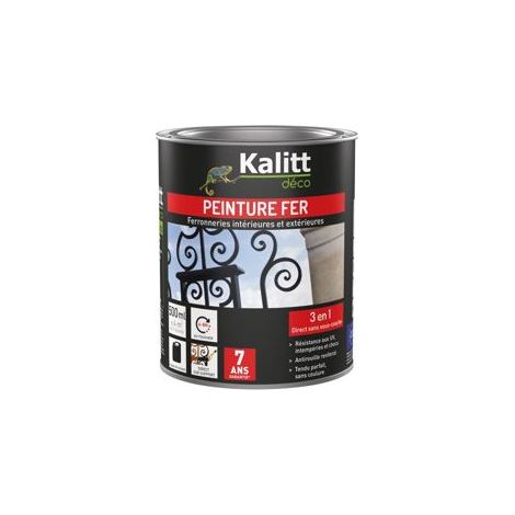 Peinture Fer 3-en-1 7 Ans 0.5 L Noir Mat - Kalitt Deco