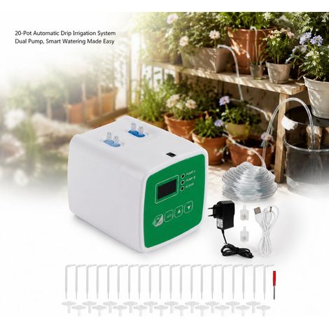Timer per irrigazione Toivize - Doppia pompa - 20 vasi - USB/220V - Verde - Timer automatico per l'irrigazione di giardino e balcone (1/4)