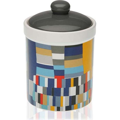 Barattolo in ceramica con decorazione multicolor tappo ermetico contenitore alimenti (1/4)