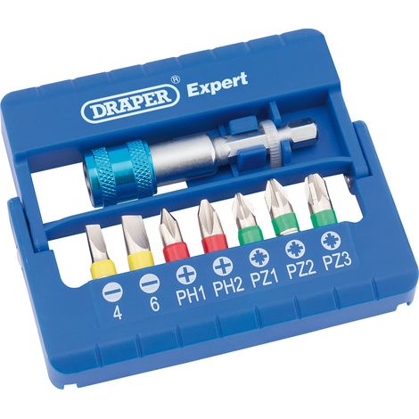 Draper 82400 Color-Coded Screwdriver Bit Set with Magnetic Holder – 8 Pieces (1/5)