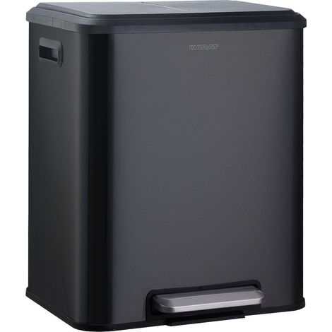 Karat – Poubelle à pédale 30 L – 2 compartiments pour tri sélectif – Acier et plastique – Couvercle Soft-Close – Dimensions 41,5 x 33 x 49,5 cm (1/4)