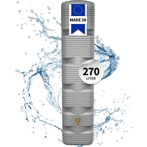 Récupérateur d'eau de pluie mural 270L – Cuve en plastique recyclé – Résistant aux intempéries – Ouverture de 18 cm pour puisage – 4Rain