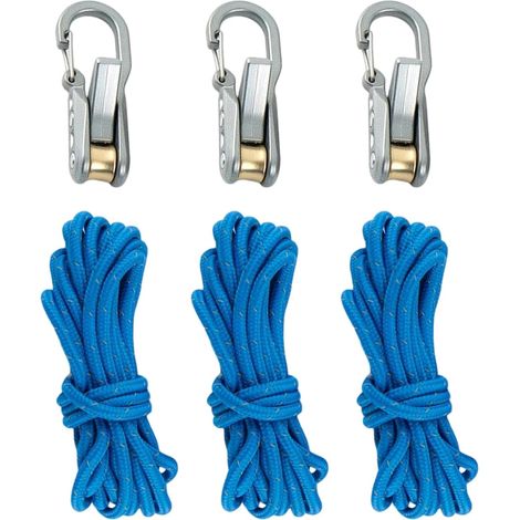 Tendeur de corde avec cordon rétractable, corde robuste de 3 à 4 mm, outil de tension de corde pour le camping, la randonnée, le bateau et les activités de plein air (lot de 2 à 20 pièces, 6 pièces). (1/5)