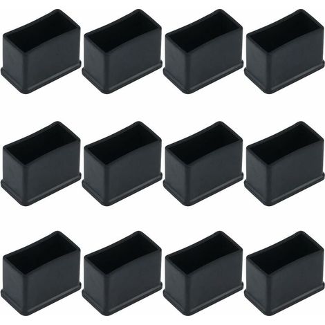 Lot de 12 embouts de protection rectangulaires en feutre de caoutchouc pour pieds de table ou de chaise Noir 15 x 30 mm, (1/4)