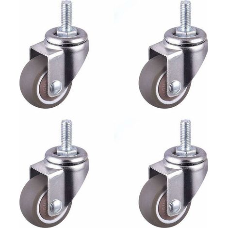 Roulettes Pivotantes - TPE - Diamètre 25 mm - Vis M6 x 15 mm - Pour Meubles Mobiles - Lot de 4 (1/5)
