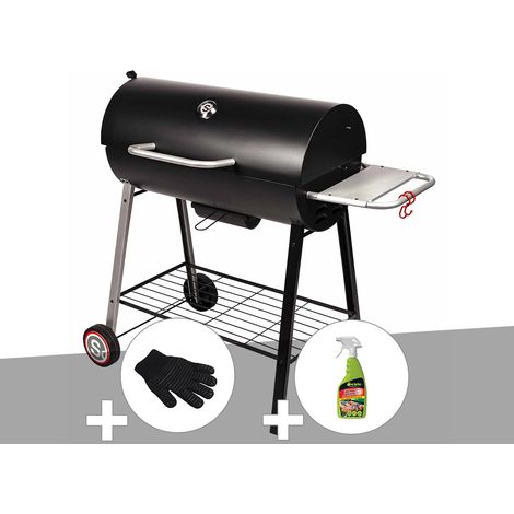 Barbecue à charbon sur chariot Michigan + Gant de protection + Dégraissant pour barbecue - Somagic