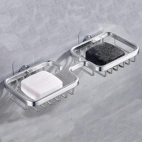 Porte-savon double barre, porte-savon de douche auto-adhésif, porte-savon de salle de bain, porte-savon en aluminium aérospatial (1/4)