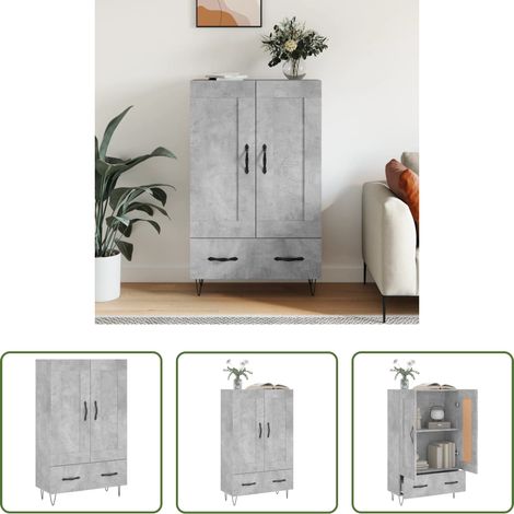 vidaXL Schrank Holz - Highboard Betongrau 69,5x31x115 cm Holzwerkstoff (1/5)